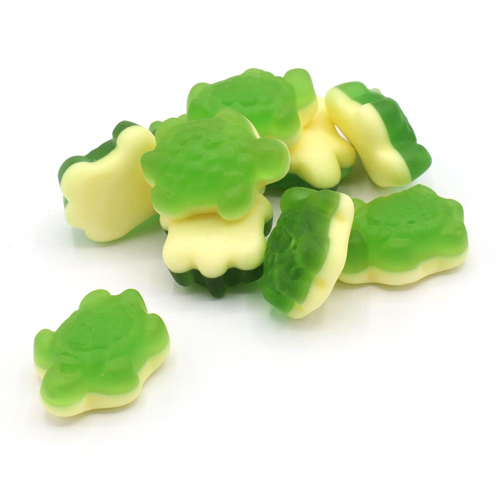 green and yellow jelly sweets shaped like turtles