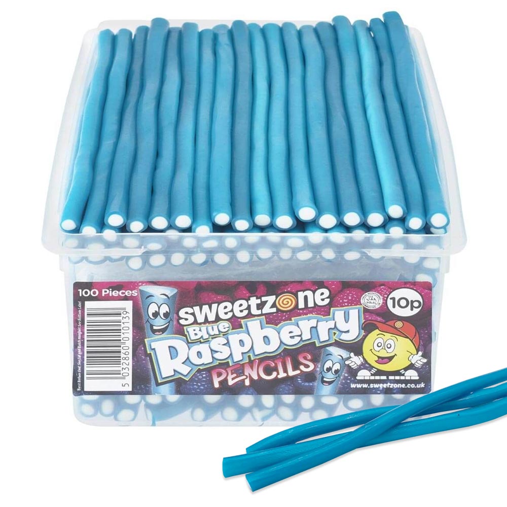 Sweetzone raspberry pencils 1.2kg tub hala sweets