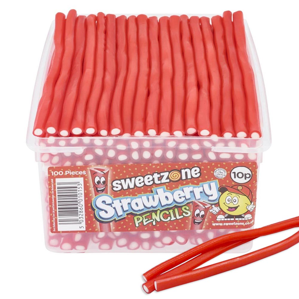 Sweetzone Halal Strawberry Pencils with strawberry flavour candy and fondant filling

