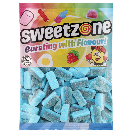 Sweetzone Blue Raspberry sugared slice sweets – 1kg halal bag of blue candy
