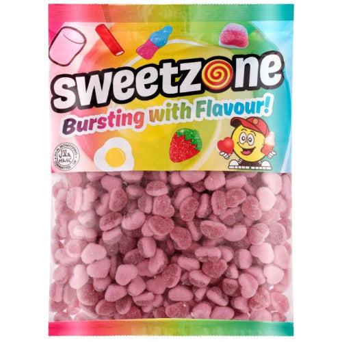 Sweetzone Fizzy Strawberry Hearts - 1kg | Halal Fizzy Sweets